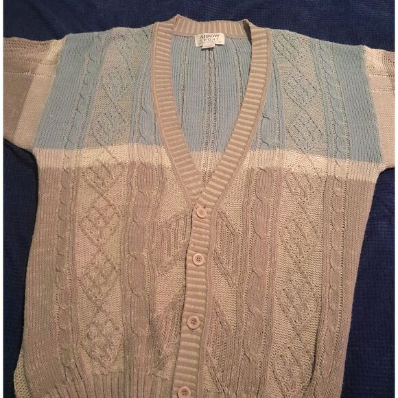 🤠Arrow Sport Men's Cardigan Knit Sweater Size Large Tall - Picture 3 of 7